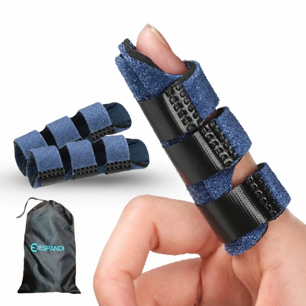 Espandi finger brace with removable aluminium stay, fits either hand, carry bag included