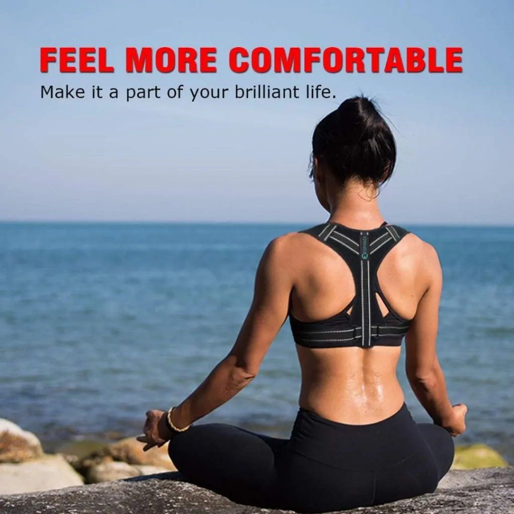 Espandi fluorescent back support strap for office and computer workers who sit for long hours