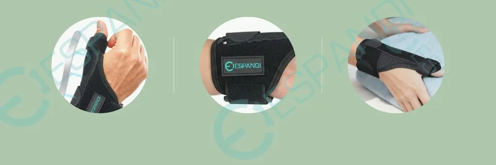 Espandi thumb-stabilising wrist brace from different angles