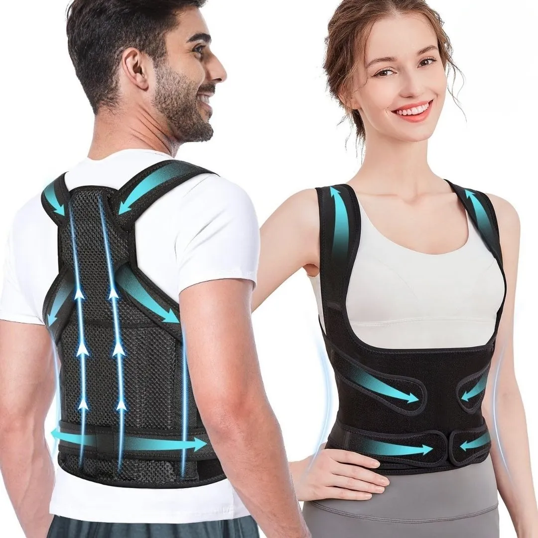 Full-Back Support Brace | Adjustable Straps for Office, Study and Everyday Wear