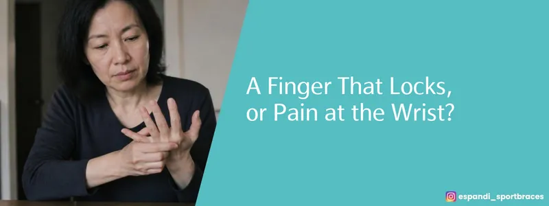 Trigger finger or De Quervain's? A woman pressing the base of her ring finger to find the sore spot