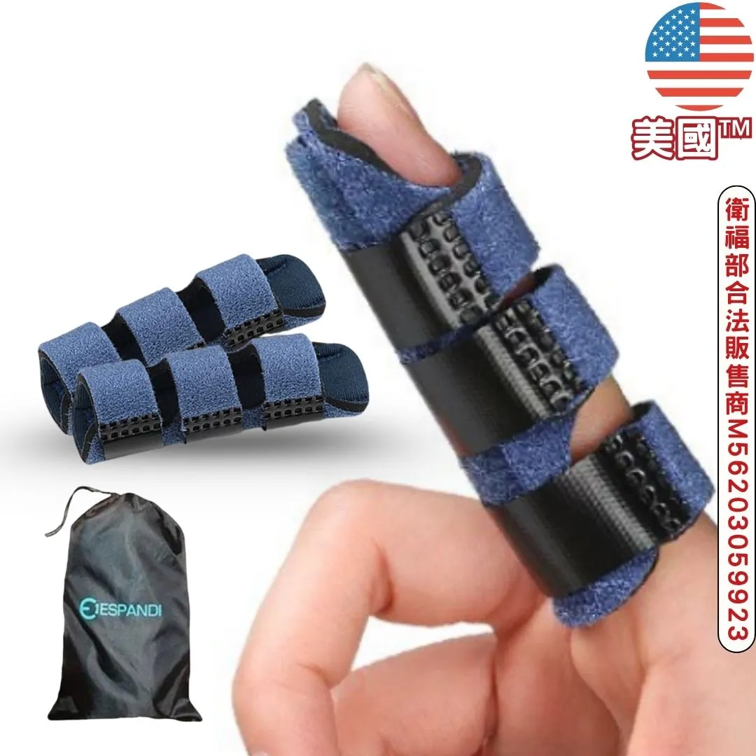Espandi finger splint with removable metal stay, fits either hand, carry bag included