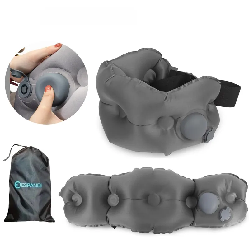 Inflatable Lumbar Pillow | Two-in-One Lumbar and Neck Support Pillow for Flights, Travel and Desk Work
