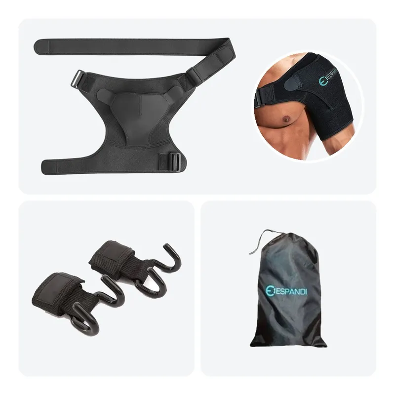 Upper-Body Training Set | Lifting Hooks + Sports Shoulder Brace for Weights and Ball Sports