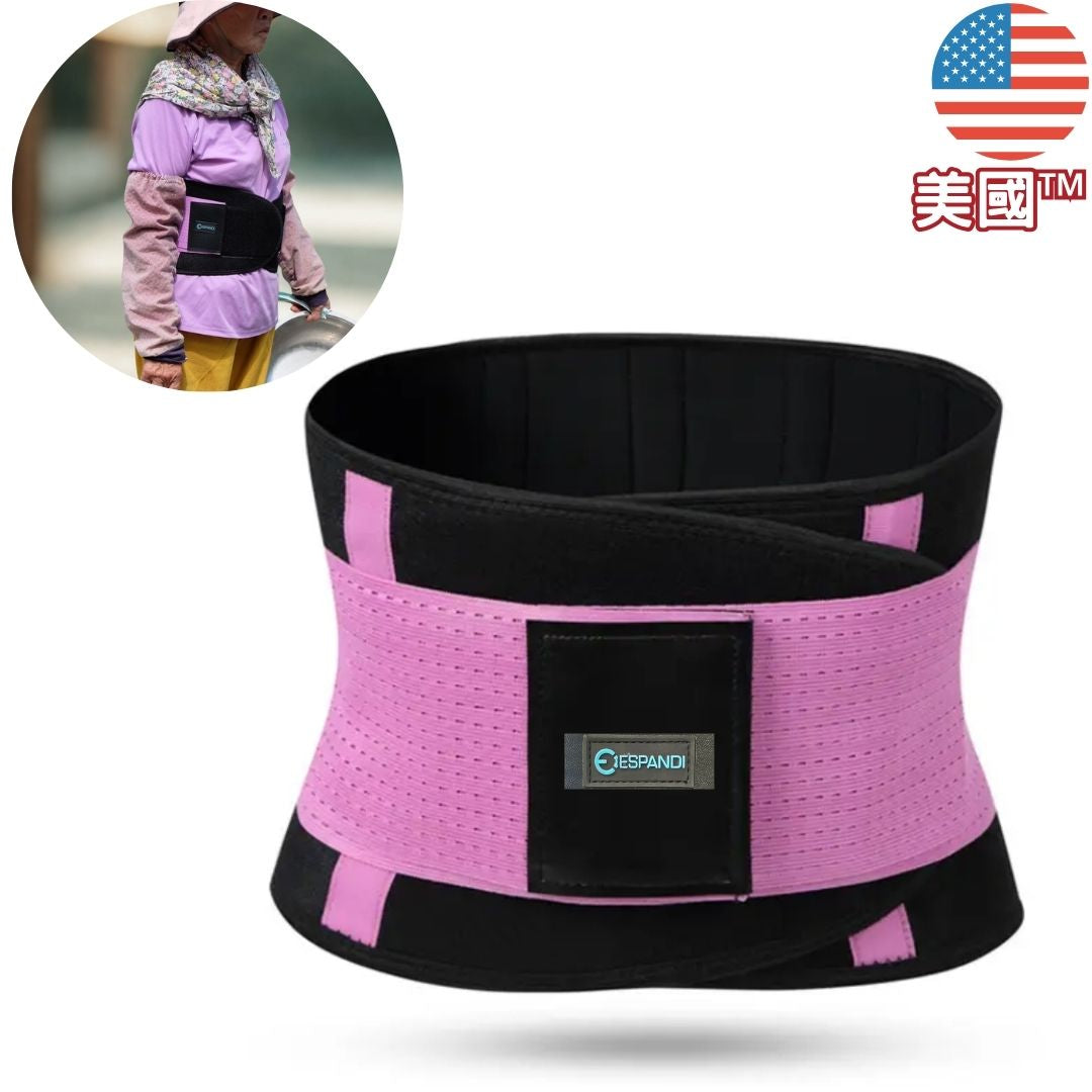 Purple lumbar support belt | Eye-catching color scheme, reinforced with aluminum strips at the back for added stability. 