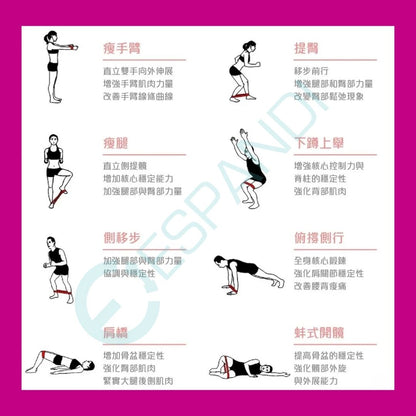 健身阻力帶三件組｜居家深蹲臀腿訓練彈力帶 附收納袋