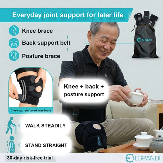 Seniors' full joint support set: knee brace, back support belt and posture brace